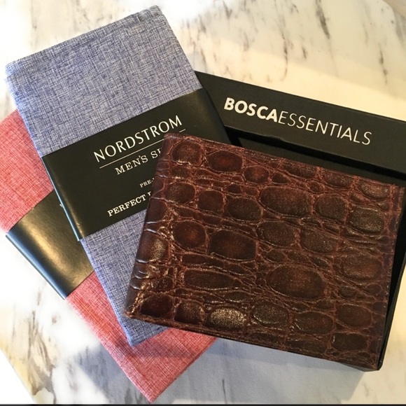 Bosca Other - BOSCA Leather Wallet w 2 FREE Nordy Pocket Squares